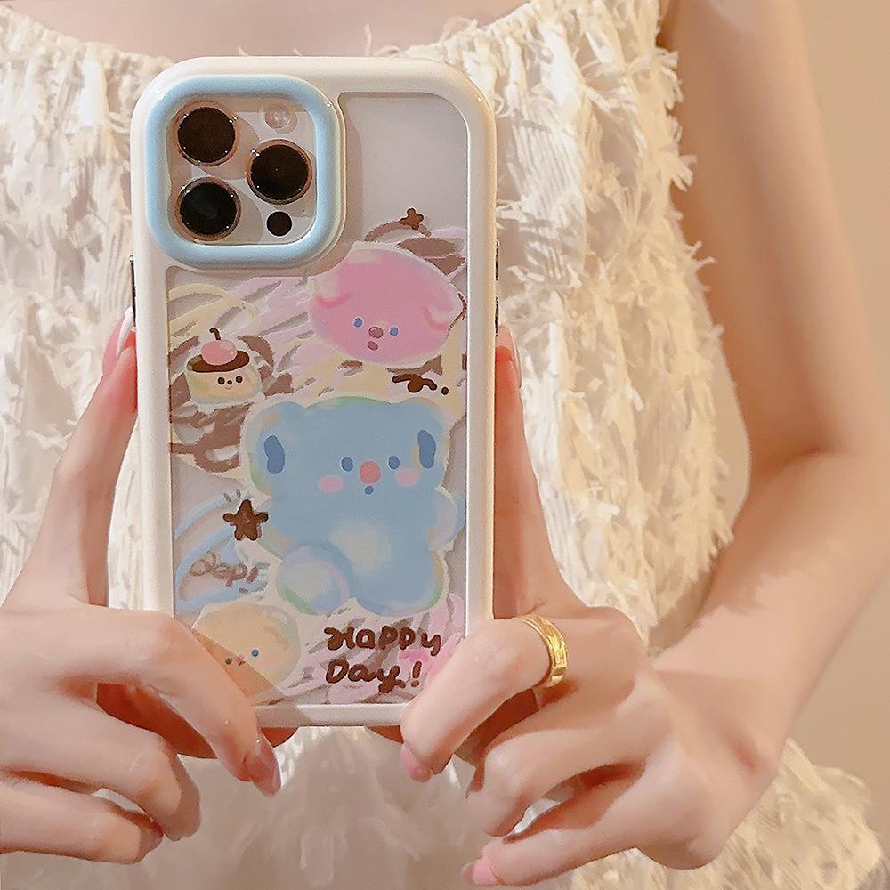 Подходит для чехла для мобильного телефона iPhone 16 Apple 13 Граффити Розовый Голубой Щенок Браслет 14 ProMax Милый 12 Магнитный 15