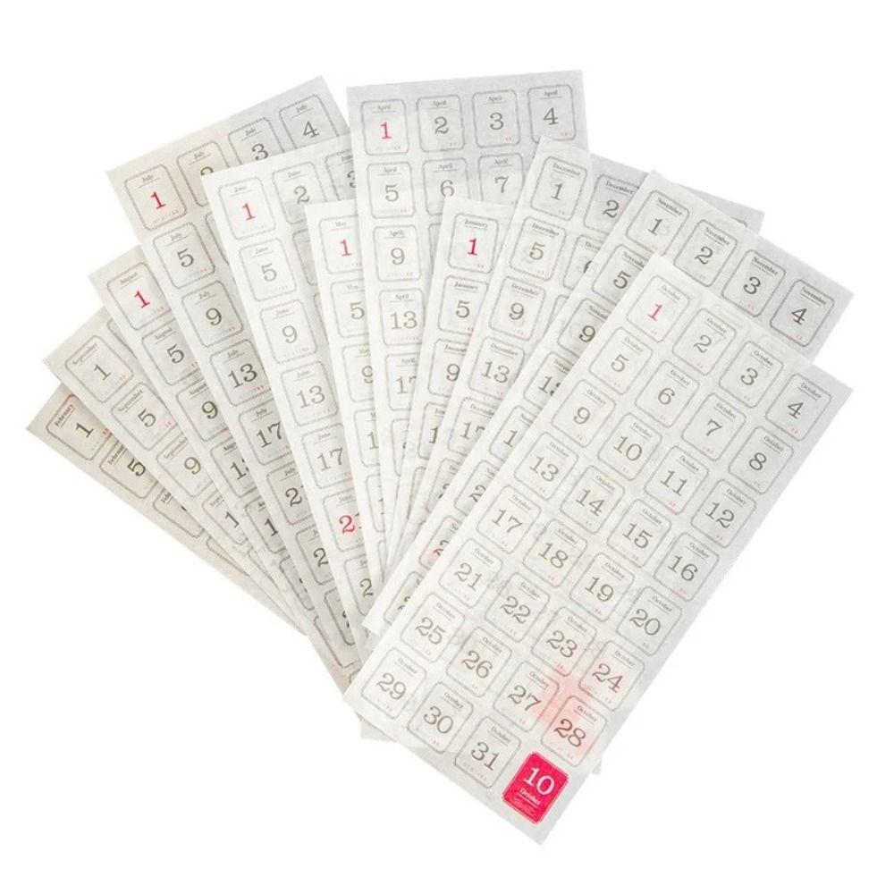 12 Pcs/pack Washi Calendar Sticker Collage Material Stationery Stickers  School Supplies
