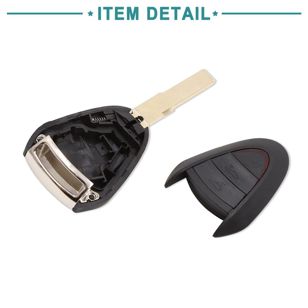 ACROPIX Key Fob Case, 3-Button Remote Control Case Shell for Porsche and Boxster, Black, 1 Piece