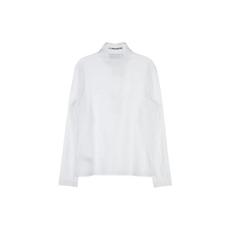 J. Lindeberg Logo Print Stand Collar Fitted Long Sleeve T-Shirt Men Tops White GMJS06340-0000