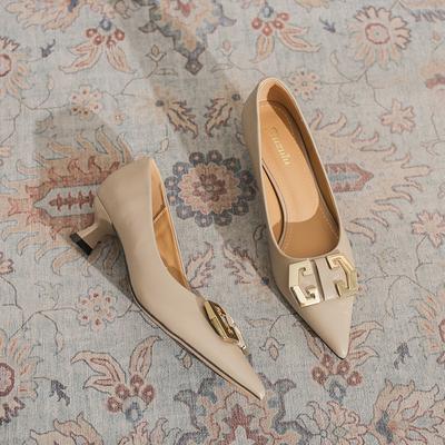 2216-69 туфли на высоком каблуке женские 2025 весна и осень новые с открытым верхом черные профессиональные для работы не утомляют ноги остроносые