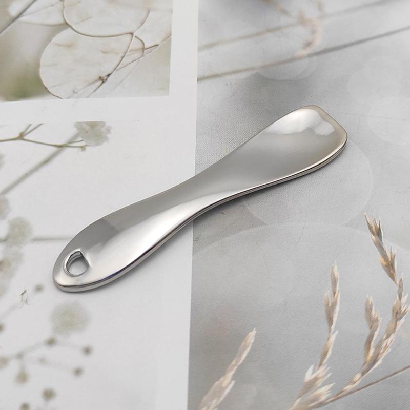 Ложка для массажа глаз, ложка для снятия усталости глаз, металлическая ложка для крема для лица, косметический массажный совок для смешивания, портативная косметическая лопаточка P7O5