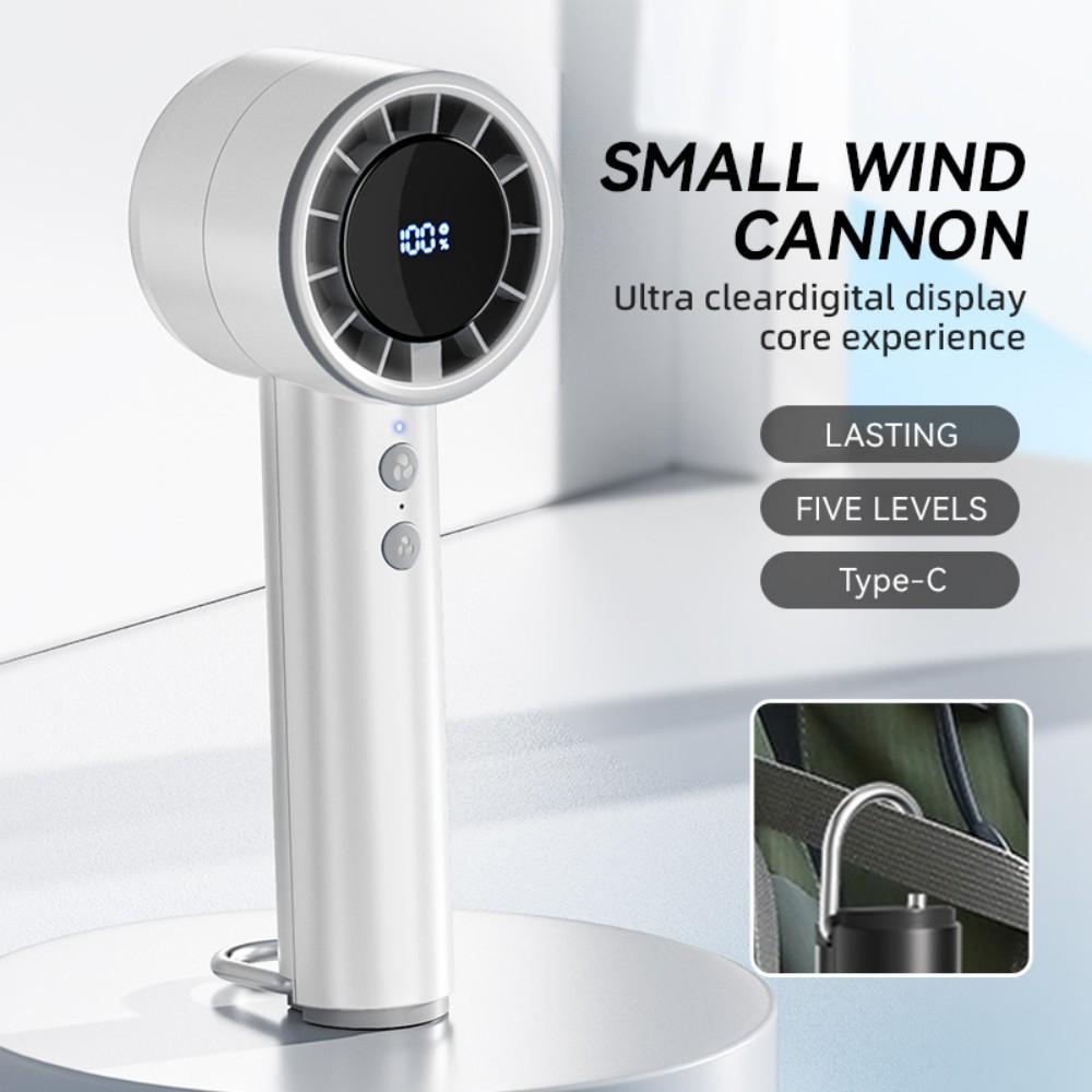 Перезаряжаемый от USB высокоскоростной вентилятор Ручной мини-турбовентилятор с крючком и светодиодным цифровым дисплеем 5 скоростей регулируемый ветер Портативный вентилятор