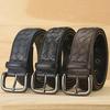 Handmade Woven Leather Belt with Alloy Buckle - Unisex Casual Fashion for Jeans