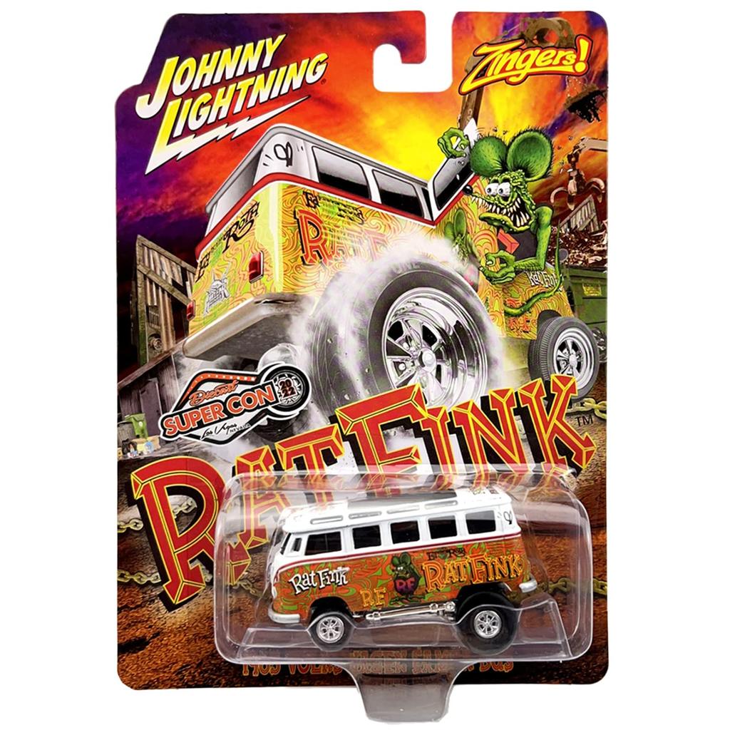 Johnny Lightning 164 Rat Fink 1965 VW Samba Bus Zinger - Эксклюзив SUPERCON - Миниатюрная машинка Rat Fink