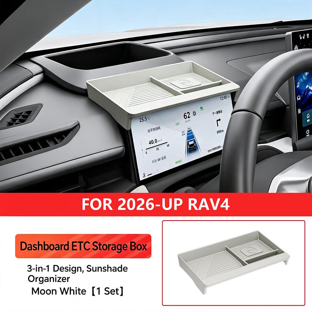 For Toyota RAV4 2026-2028 Behind Screen Silicone Storage Box Black Organizer Tray Center Console Interior Accessories Upgrade