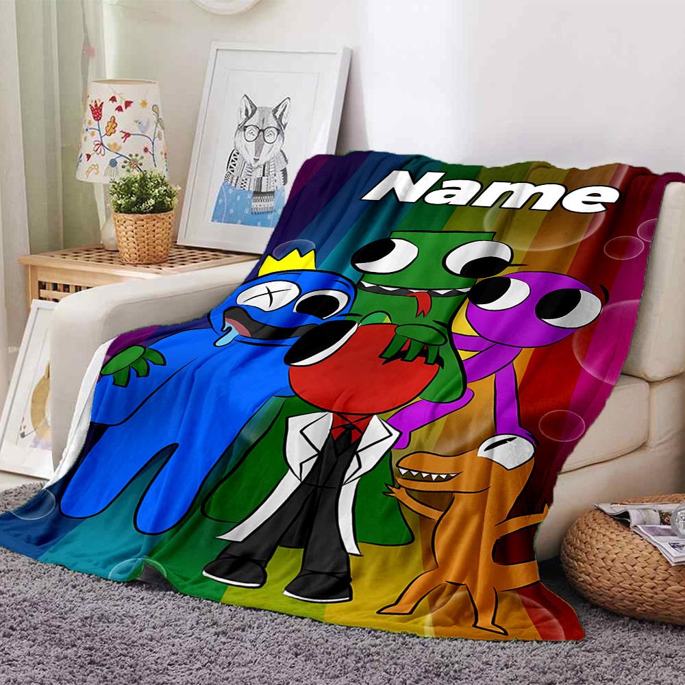 Customiz Name Personality Rainbow Friends Blanket Soft &Warm Sofa Office Bed Travel Lunch Break Blanket, Gift Suitable All Seasons