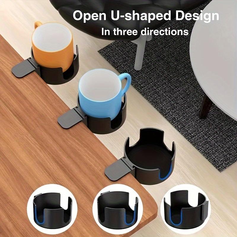 Polished Aluminum Desk Cup Holder Clamp - Round Spill-Proof Clamp Desk Drink Holder - Universal Compatible, Screwless Installation Desk Accessories
