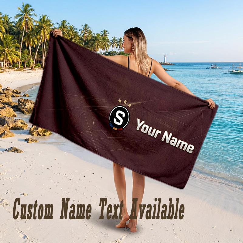Sparta Prague Design Beach Towel Custom Text Large Towel for Beach Vacation