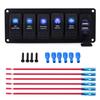 12V-24V 6 Gang Blue LED Rocker Switch Panel with 3.1A Dual USB for Car RV Boat Yacht Marine