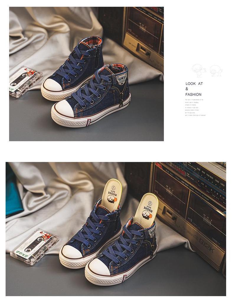 Детские кроссовки из джинсовой ткани - весна/осень 2024 г., кроссовки для мальчиков и девочек, обувь для использования в помещении в детском саду