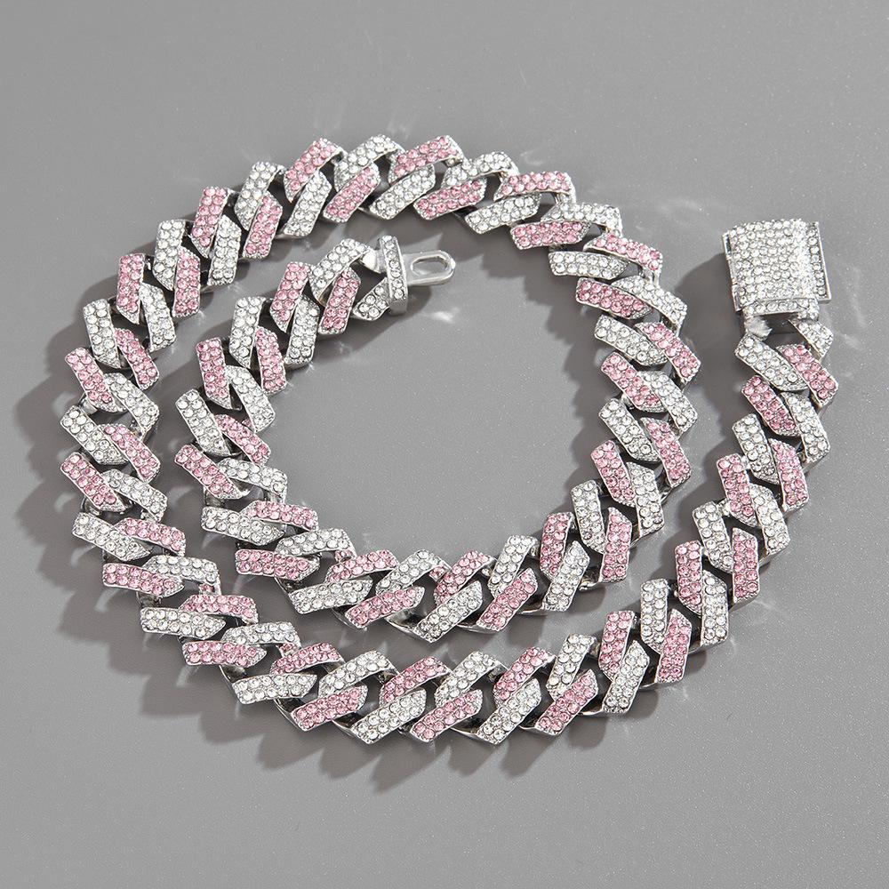 Европейская и американская мужская цепочка в стиле хип-хоп Cuban Link, полностью усыпанная бриллиантами, 15 мм, с высококачественным бриллиантовым кулоном