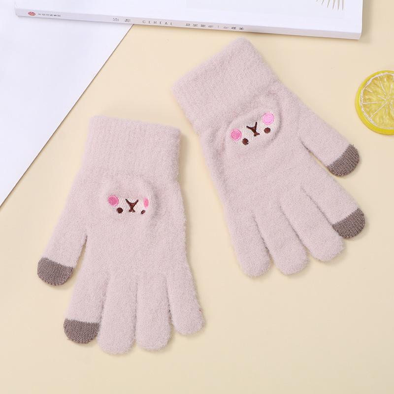 New Cartoon Smiling Face Autumn and Winter Warm and Cold Men and Women Can Touch Screen Knitted Gloves