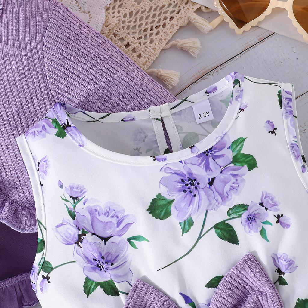 Children's 2-8Y Skirts Spring and Autumn Models Baby Colorful Halter Dress + Solid Color Jacket Fashion Baby Suit