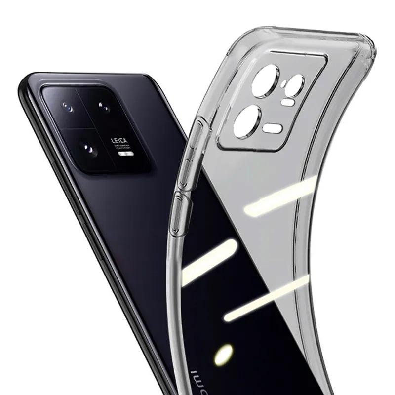 Защитный силиконовый чехол для Xiaomi Mi 13 13T 12 12X 12S 11 10 10T Pro Lite Ultra Прозрачный Черный Задняя крышка