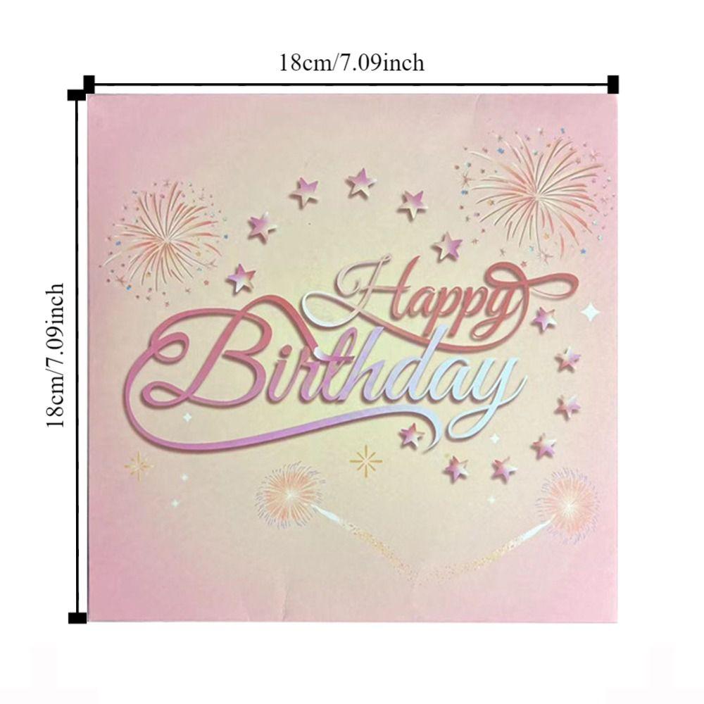Musical and Light Happy Birthday Card Effect Blowable Led Candle 3D Popup Greeting Card Beautiful Hollowed