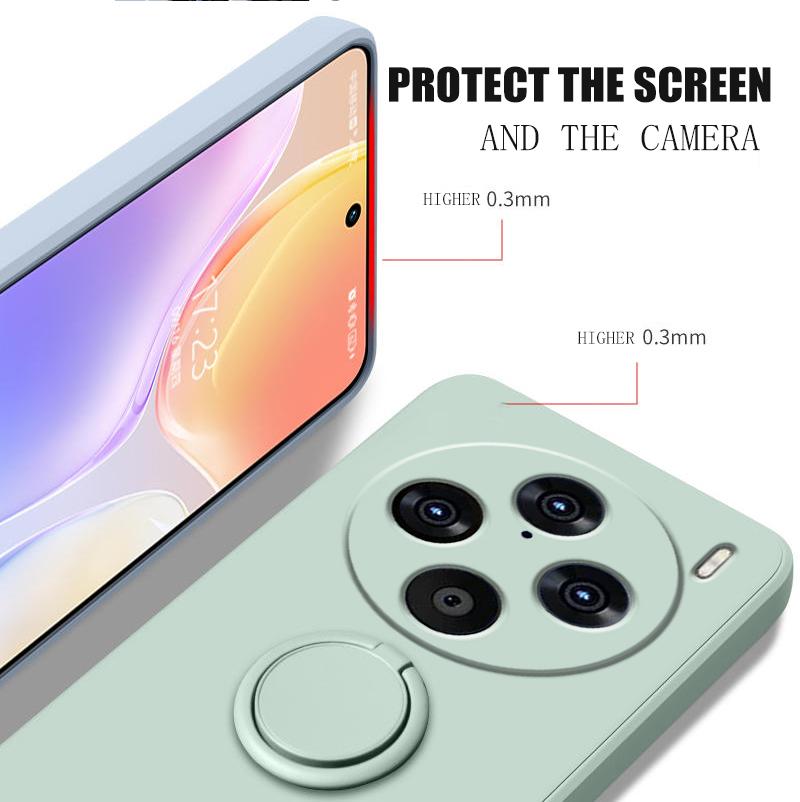 Чехол для Vivo X100 Pro Жидкий силиконовый держатель для кольца Мягкий чехол для телефона для Vivo X90 Pro Plus Обновление Противоударный задний чехол Fundas