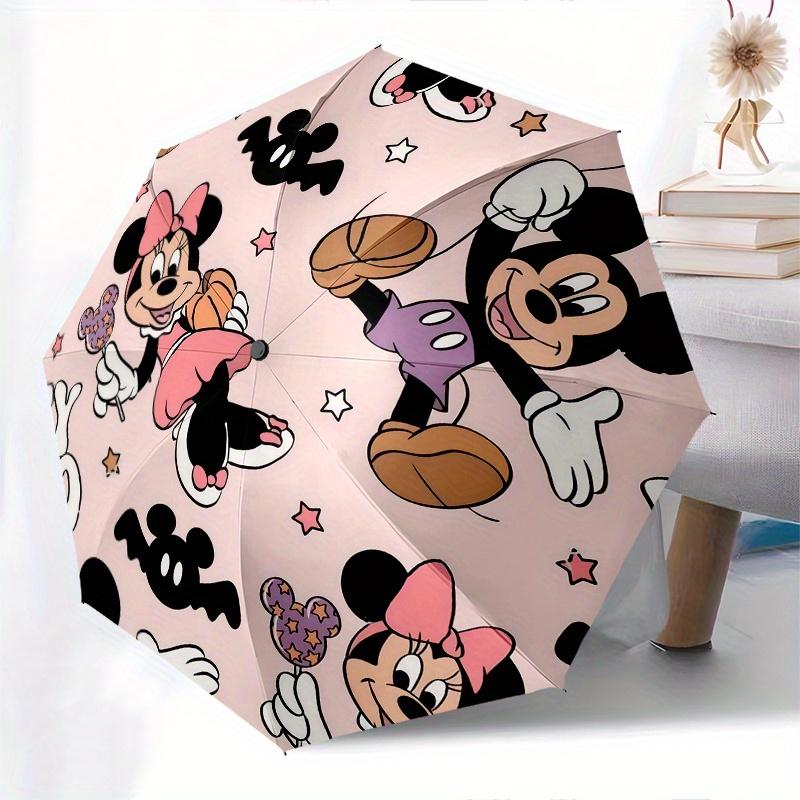 Mickey Mouse, Minnie Mouse Automatic Opening and Closing Umbrella, Compact Travel Umbrella, Lightweight and Portable, Suitable for Beach Com