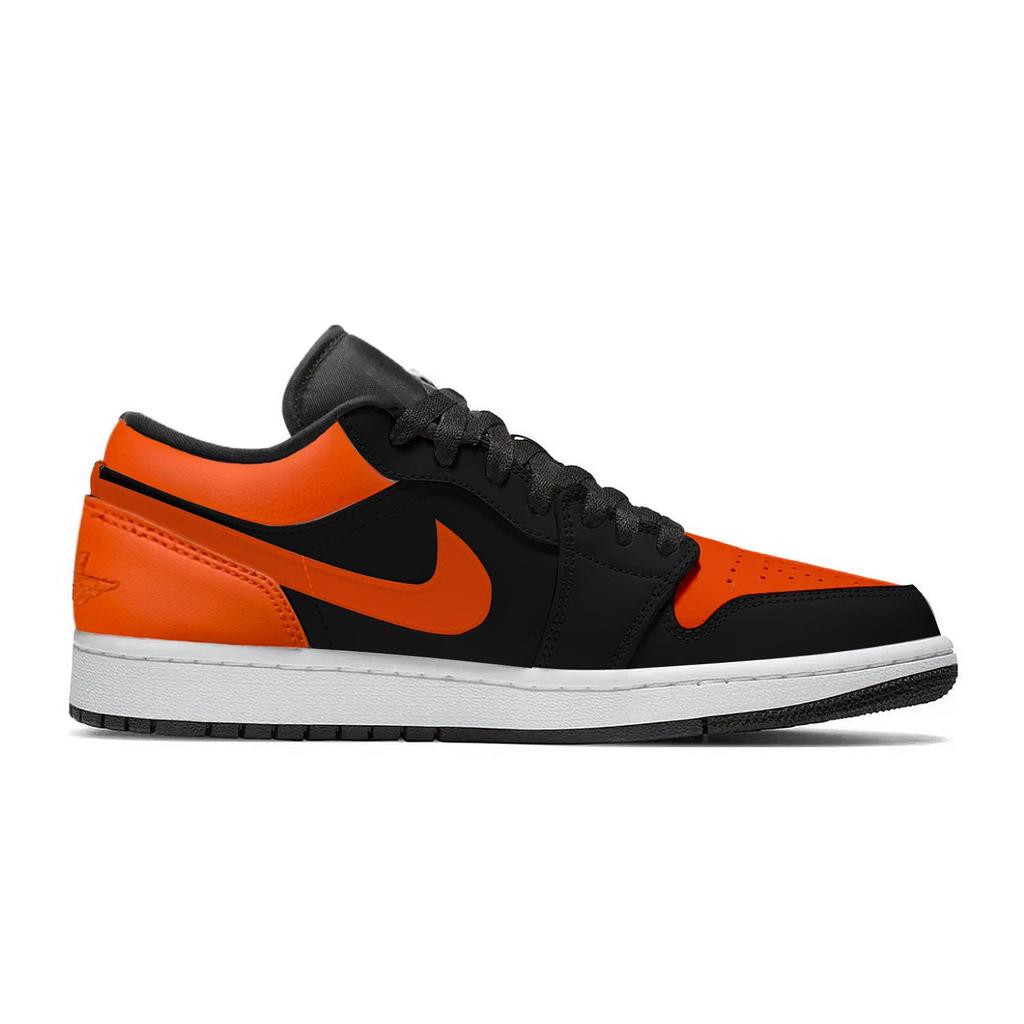 Jordan Air Jordan 1 Abrasion Resistant Low top Vintage Basketball Shoes Unisex Black Orange 553558-165(Team701-F)