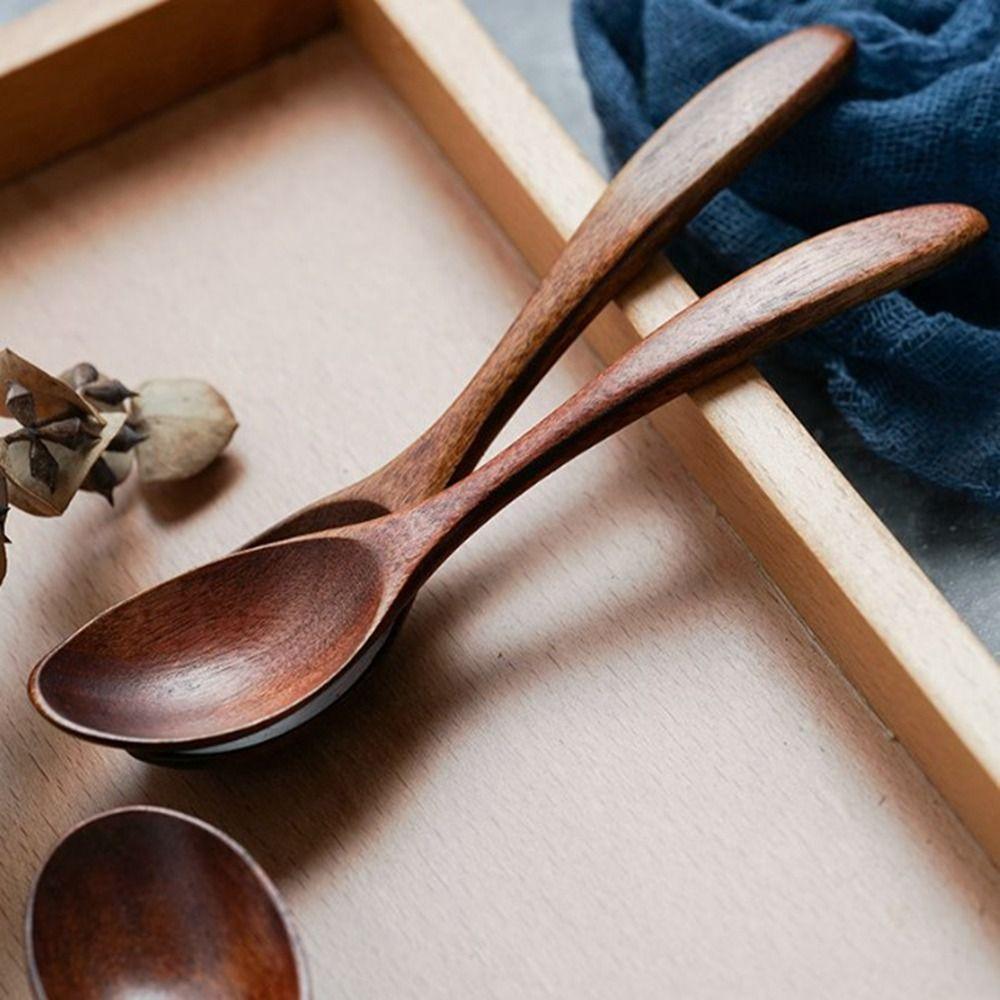Natural Wooden Spoon Handmade Rice Soups Spoon New Utensil Cereal Spoon Kitchen Accessories
