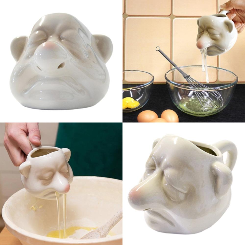 Ceramic Dwarf Statue Egg Divider Cartoon White Egg Yolk Separators Household