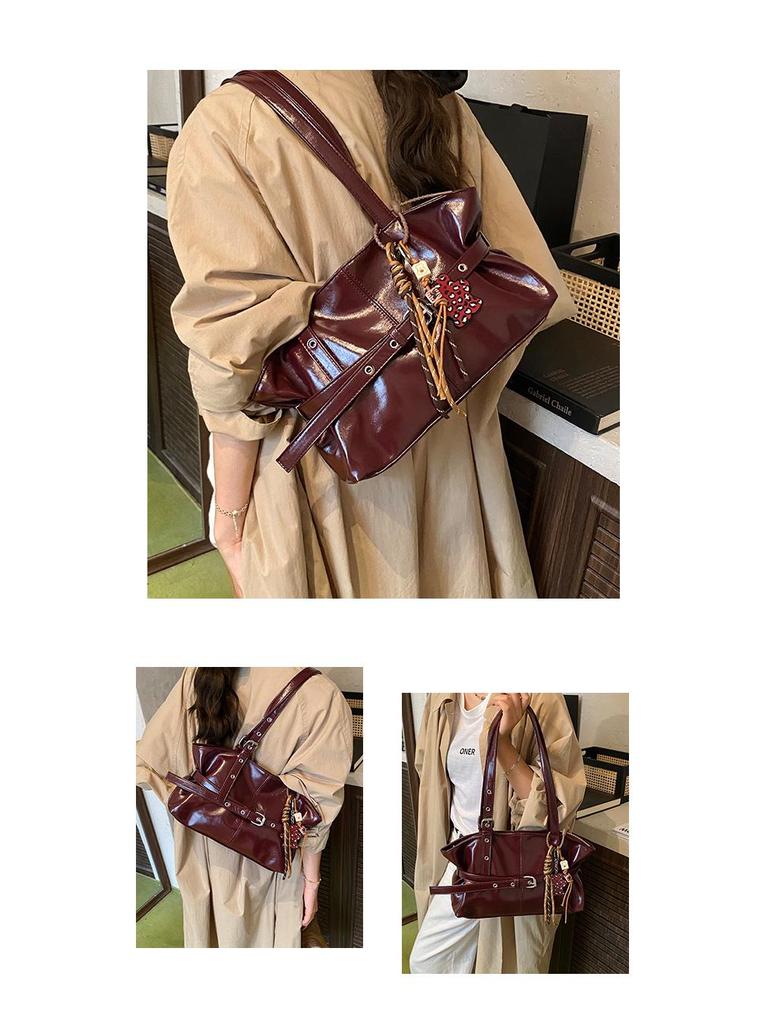 Кожаная сумка-тоут в корейском стиле класса люкс: Женская сумка подмышку большой вместимости