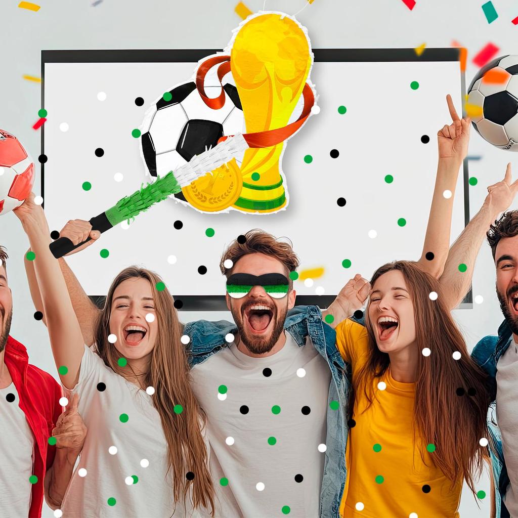 Пиньята Футбольный мяч, Набор из 4 шт. футбольных пиньят - Пиньята на футбольную тематику 15,1'', Палка для пиньяты для футбольной вечеринки и т.д. Принадлежности для спортивной пиньяты