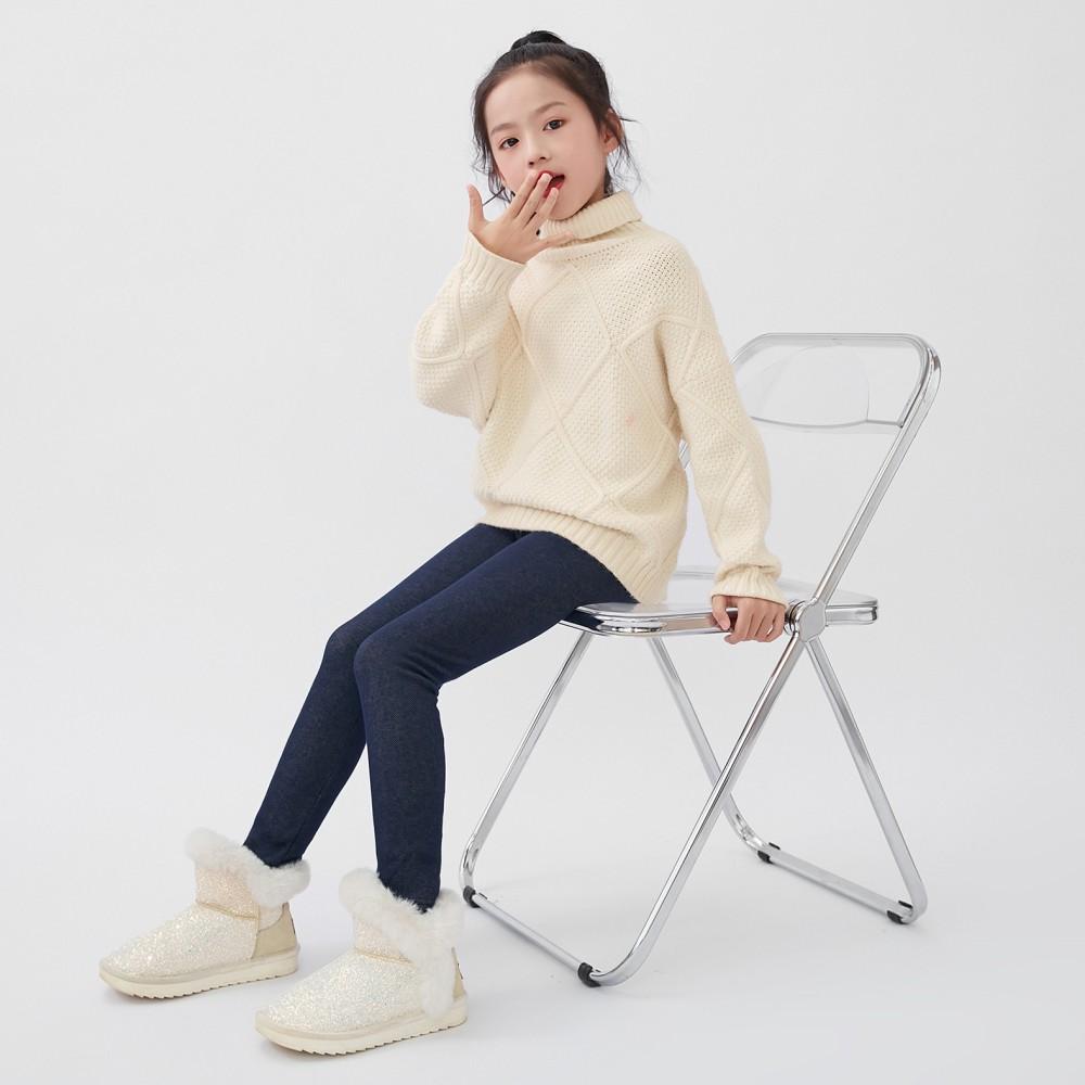 Simple Autumn Winter Leggings Girls' Fleece Thick Warm Leggings Cute Pants Kid Girl Colorful Children Solid Trousers