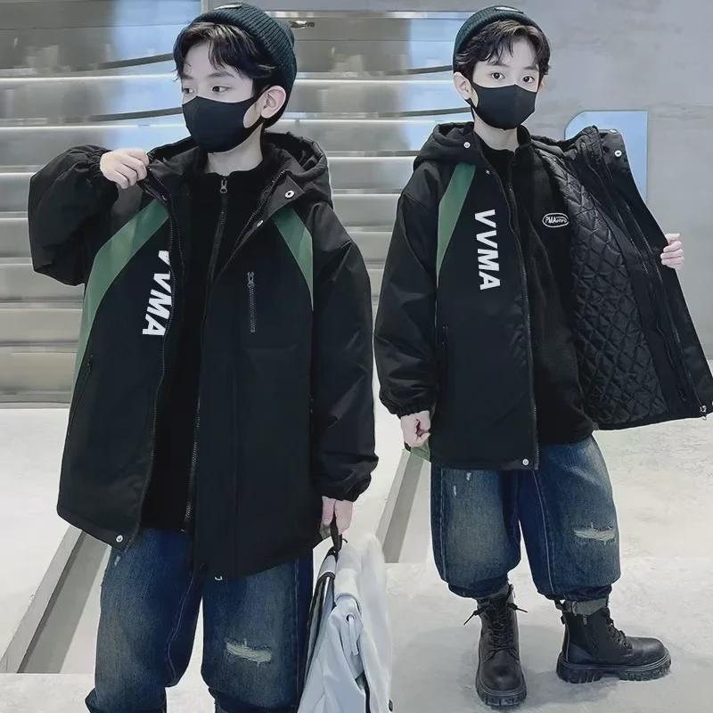 Съемная куртка 3 в 1 для мальчиков: Новая утепленная верхняя одежда осень/зима 2024 года для детей крупных и средних размеров