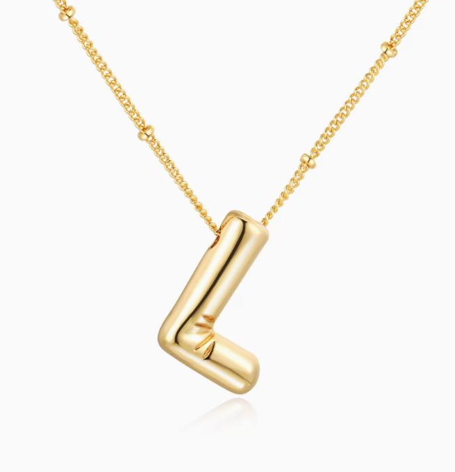 LT-12056 Stainless Steel 18K Gold Balloon Letter Necklace Silver Bubbles 26 English Alphabet Pendants Jewelry