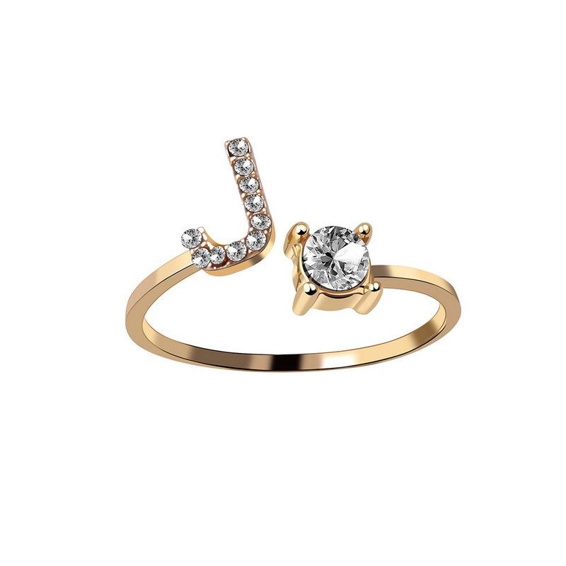 Женское регулируемое повседневное кольцо с буквой AZ, инициалом имени, модное, со стразами, для пары, элегантное, новое, складывающееся кольцо