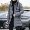 Мужское хлопковое пальто с капюшоном, завязками на шнурке, длинными рукавами, однотонная куртка, пальто с карманами, свободный крой, застежка-молния, стеганая верхняя одежда средней длины