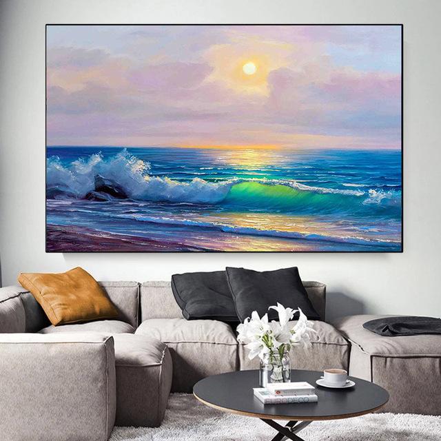 Tropical Paradise Island Beach Oil Canvas Painting Landscape Posters and Prints Wall Art Picture Living Room Home Decor No Frame
