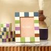 Checkered Resin Photo Frame with Glossy Finish, Modern Decorative Picture Frame for Home Decor