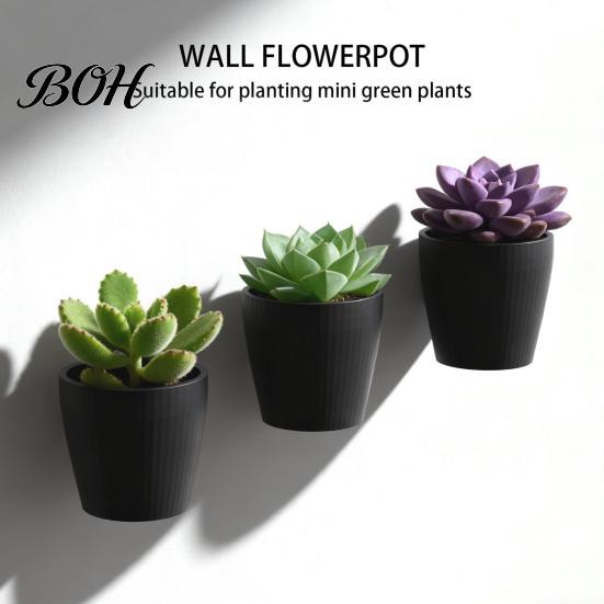 Space-saving Wall Decor 3D Printed Planter, Hanging Indoor Flower Pot for Green Plant Display Succulents, Minimalist Black Holder Home Office Creative