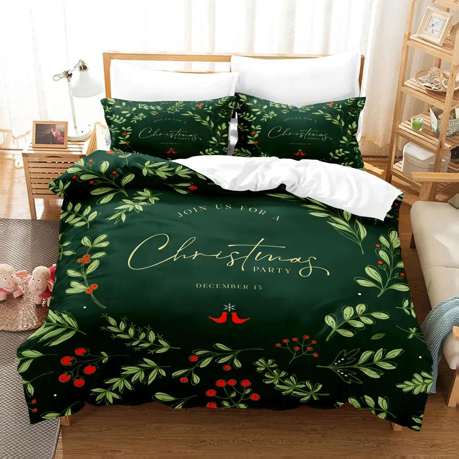 Comforter Christmas 200X200 Green King 3D Bedding Sets 3Pcs 2Pcs Single Double Bed Twin Full Size Thin Fabric