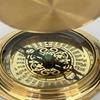 Personalized Brass Desk Clock Wooden Base, Antique  Hanging Pocket Watch