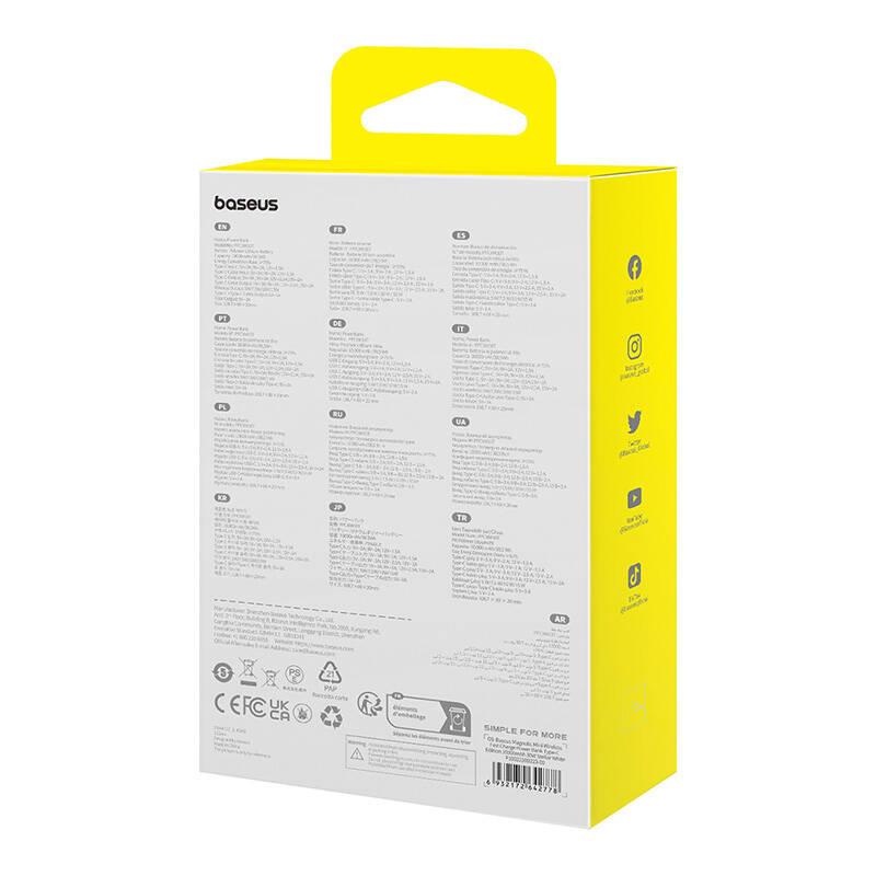 Магнитный Powerbank Baseus Magnetic Mini 10000 мАч, USB-C 30 Вт Magsafe (Белый)