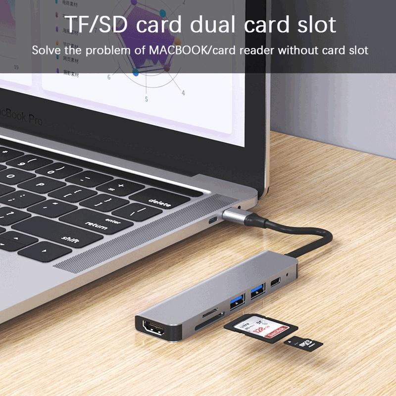Новый адаптер USB 3.0 Type-C к адаптеру HDMI 4K Thunderbolt 3 USB C Hub, Hub 3.0 TF SD Reader Slot PD для MacBook/Huawei Mate/Mi Noteboo
