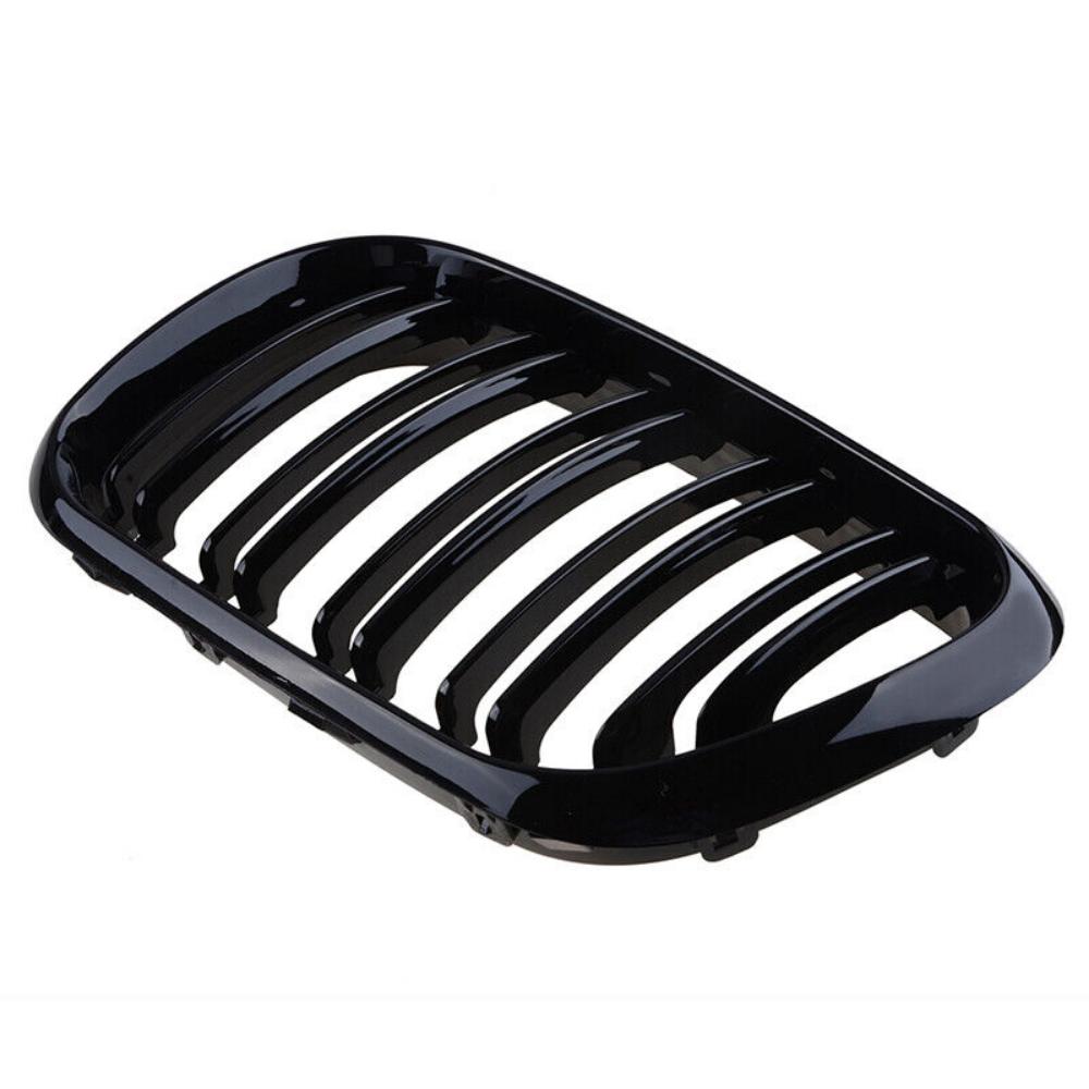 1 Pair Car Glossy Black Double Line Front Bumper Kidney Grill Grille For BMW E53 X5 1999 2000 2001 2002 2003 Car