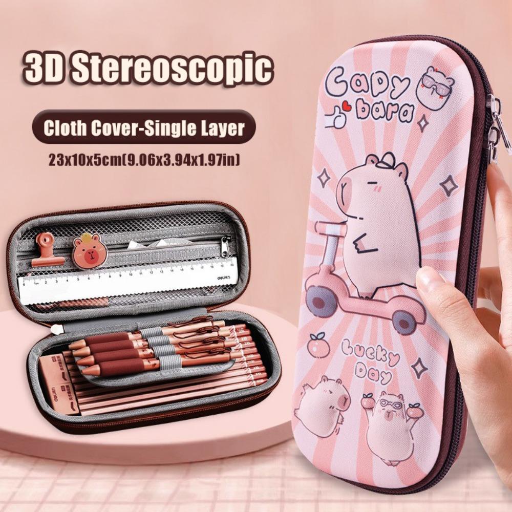 3D Capybara Pen Bag Large Capacity Pen Box Dirt-proof Pencil Case School Office