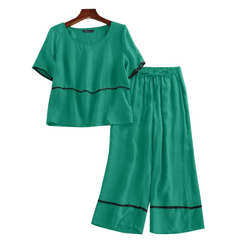 ZANZEA Женский летний комплект из двух частей: блузка с коротким рукавом и брюки