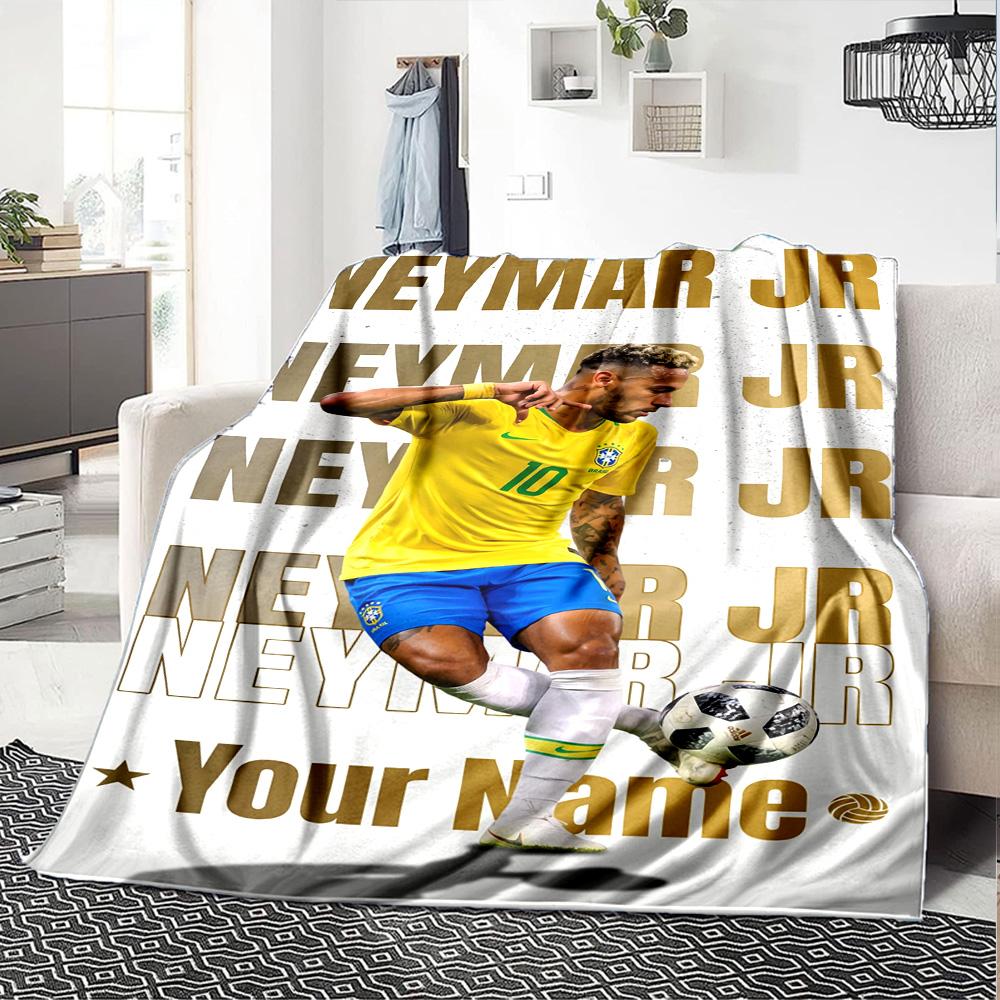 Neymar Energy Poster Customize Your Name Blanket Multi-purpose Customizable Blanket Soft & Cozy Versatile for Livingroom Home Decor Living Room Picnic