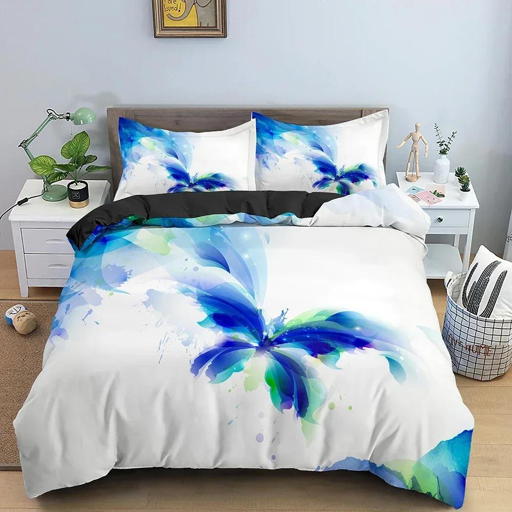 New 3D Print Butterfly Comfortable Duvet Quilt Cover Pillowcase Bedding Set Children Bedroom Decoration Home Textile