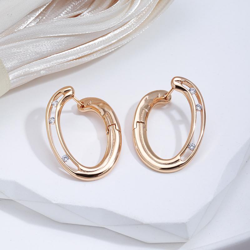 Kinel Trendy Rose Gold Color Hoop Earrings For Women Hollow Design Zircon Vintage Weddings Jewelry