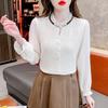 Chic Autumn Blouse Graceful Lace Chiffon Shirt, Stylish and Elegant Long Sleeve Top To Add French Style Charm