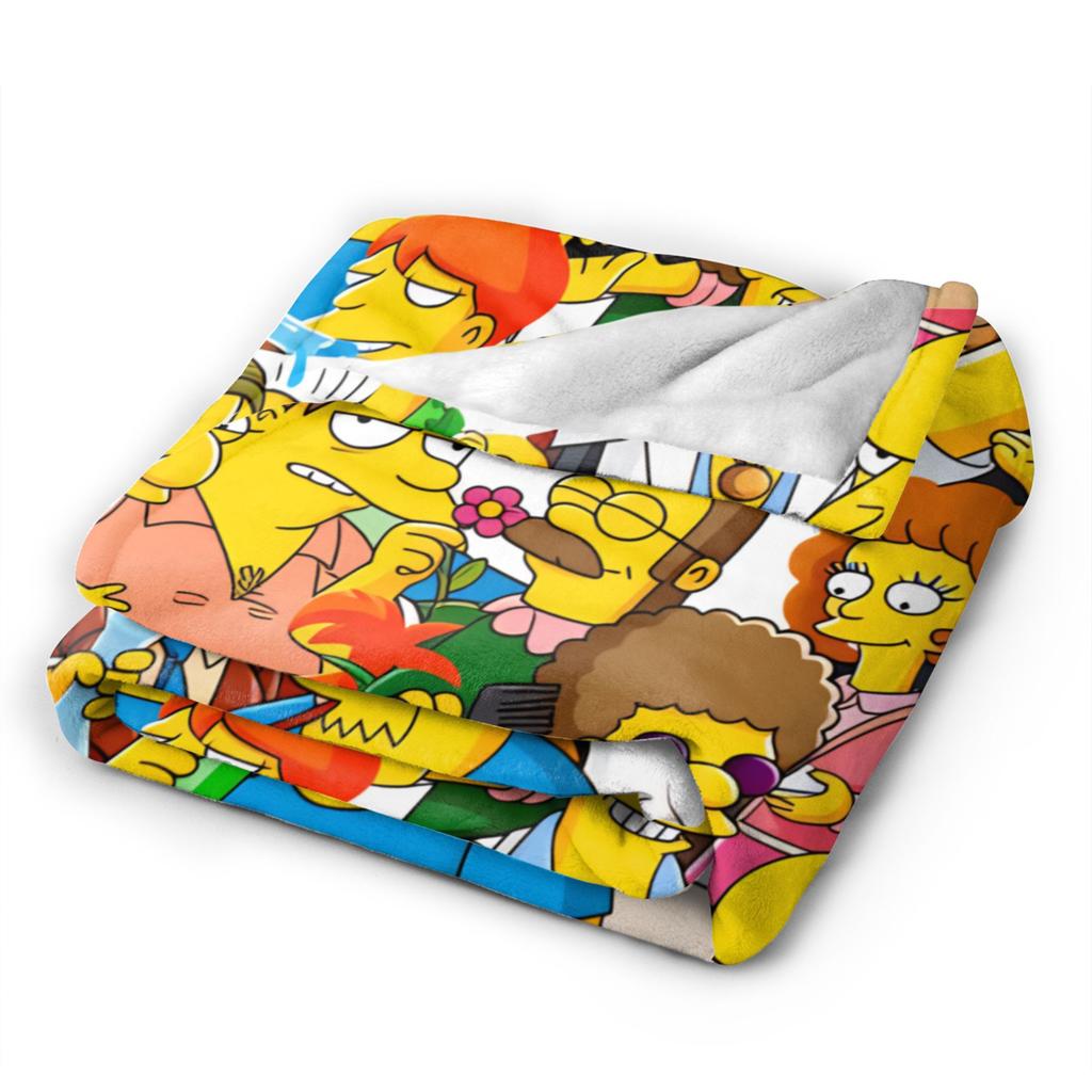 S-Simpsons Family Cartoon Characters Throw Blanket Soft Graphic Blankets For Bedroom Camping Flannel Bedspread Bed Cover