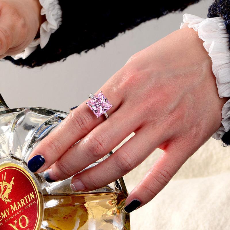 Gica Gema 925 Sterling Silver Yellow Square Ring For Women Fine Temperament High Grade Jewelry Gift