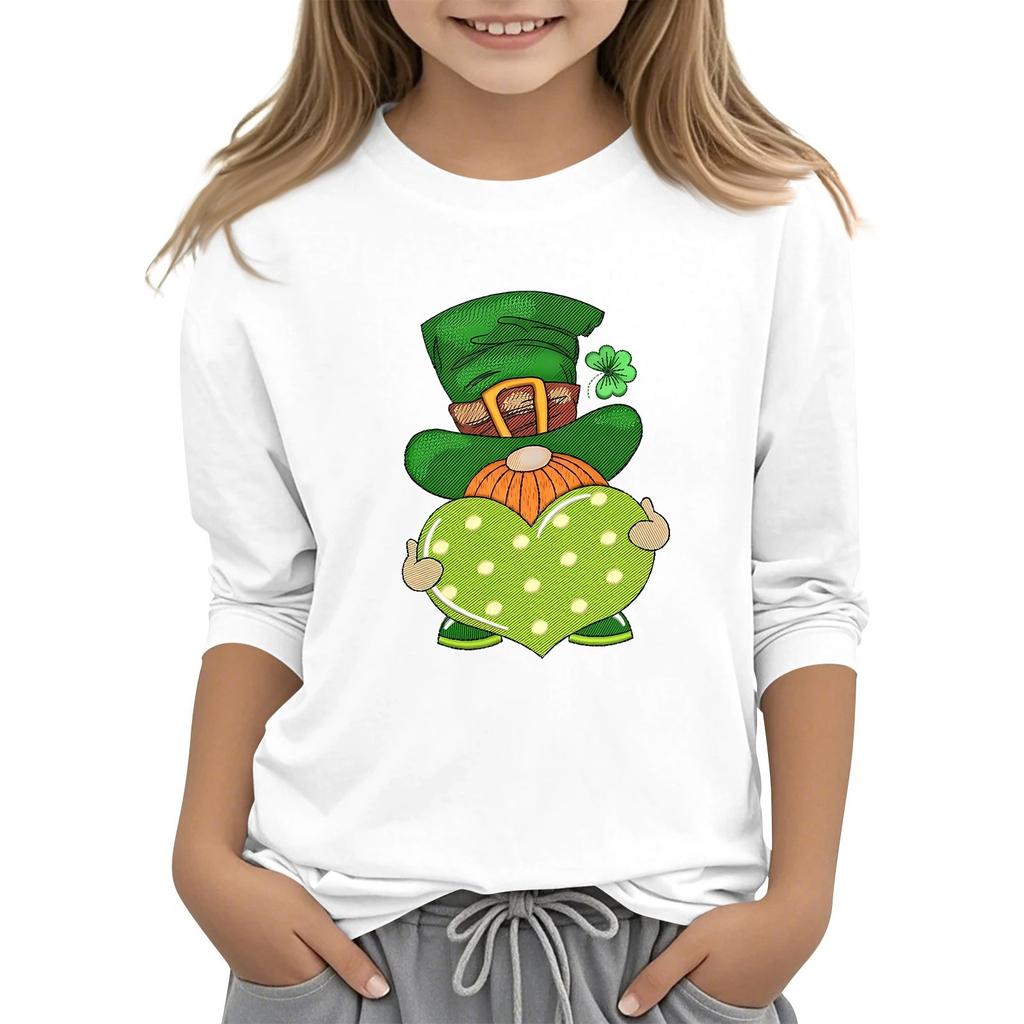 Детская повседневная футболка с принтом в виде воротника с надписью «Св. Патрик» и рукавами длиной 7 минут