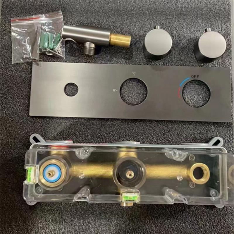 Brushed Gold Bathroom Shower Faucet Mixer Faucet Diverter With Water Outlet Holder Black Brass Rain Hand-Held Head Bathroom Set